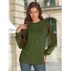 imageATHMILE Womens Long Sleeve Shirts Lace Tops Business Casual Outfits Dressy Fall Fashion BlousesArmygreen