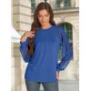 imageATHMILE Womens Long Sleeve Shirts Lace Tops Business Casual Outfits Dressy Fall Fashion BlousesBlue