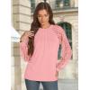 imageATHMILE Womens Long Sleeve Shirts Lace Tops Business Casual Outfits Dressy Fall Fashion BlousesCoral