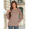 imageATHMILE Womens Long Sleeve Shirts Lace Tops Business Casual Outfits Dressy Fall Fashion BlousesKhaki