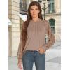 imageATHMILE Womens Long Sleeve Shirts Lace Tops Business Casual Outfits Dressy Fall Fashion BlousesKhaki