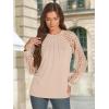 imageATHMILE Womens Long Sleeve Shirts Lace Tops Business Casual Outfits Dressy Fall Fashion BlousesOatmeal