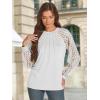 imageATHMILE Womens Long Sleeve Shirts Lace Tops Business Casual Outfits Dressy Fall Fashion BlousesWhite
