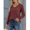 imageATHMILE Womens Long Sleeve Shirts VNeck Lace Tops Business Casual Blouses Tee 2025 Trendy Fall Fashion Outfits ClothesWine Red