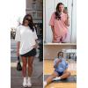 imageATHMILE Womens Oversized T Shirts Loose Fit Crewneck Short Sleeve Tops Summer Casual Blouse Y2K 2025 Basic Tee BeachArmygreen