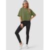 imageATHMILE Womens Oversized TShirts Short Sleeve Workout Crop Tops Casual Drop Shoulder Boxy Roll Hem Basic Loose TeesArmygreen