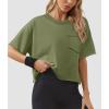 imageATHMILE Womens Oversized TShirts Short Sleeve Workout Crop Tops Casual Drop Shoulder Boxy Roll Hem Basic Loose TeesArmygreen