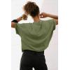 imageATHMILE Womens Oversized TShirts Short Sleeve Workout Crop Tops Casual Drop Shoulder Boxy Roll Hem Basic Loose TeesArmygreen