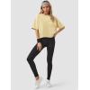 imageATHMILE Womens Oversized TShirts Short Sleeve Workout Crop Tops Casual Drop Shoulder Boxy Roll Hem Basic Loose TeesBeige