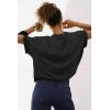 imageATHMILE Womens Oversized TShirts Short Sleeve Workout Crop Tops Casual Drop Shoulder Boxy Roll Hem Basic Loose TeesBlack