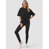 imageATHMILE Womens Oversized TShirts Short Sleeve Workout Crop Tops Casual Drop Shoulder Boxy Roll Hem Basic Loose TeesBlack