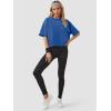 imageATHMILE Womens Oversized TShirts Short Sleeve Workout Crop Tops Casual Drop Shoulder Boxy Roll Hem Basic Loose TeesBlue