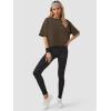 imageATHMILE Womens Oversized TShirts Short Sleeve Workout Crop Tops Casual Drop Shoulder Boxy Roll Hem Basic Loose TeesBrown