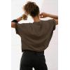 imageATHMILE Womens Oversized TShirts Short Sleeve Workout Crop Tops Casual Drop Shoulder Boxy Roll Hem Basic Loose TeesBrown