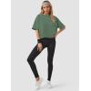 imageATHMILE Womens Oversized TShirts Short Sleeve Workout Crop Tops Casual Drop Shoulder Boxy Roll Hem Basic Loose TeesDarkgreen