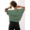 imageATHMILE Womens Oversized TShirts Short Sleeve Workout Crop Tops Casual Drop Shoulder Boxy Roll Hem Basic Loose TeesDarkgreen