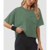 imageATHMILE Womens Oversized TShirts Short Sleeve Workout Crop Tops Casual Drop Shoulder Boxy Roll Hem Basic Loose TeesDarkgreen