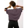 imageATHMILE Womens Oversized TShirts Short Sleeve Workout Crop Tops Casual Drop Shoulder Boxy Roll Hem Basic Loose TeesDarkpurple