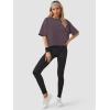 imageATHMILE Womens Oversized TShirts Short Sleeve Workout Crop Tops Casual Drop Shoulder Boxy Roll Hem Basic Loose TeesDarkpurple
