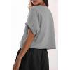 imageATHMILE Womens Oversized TShirts Short Sleeve Workout Crop Tops Casual Drop Shoulder Boxy Roll Hem Basic Loose TeesGray