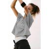 imageATHMILE Womens Oversized TShirts Short Sleeve Workout Crop Tops Casual Drop Shoulder Boxy Roll Hem Basic Loose TeesGray