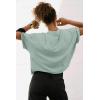 imageATHMILE Womens Oversized TShirts Short Sleeve Workout Crop Tops Casual Drop Shoulder Boxy Roll Hem Basic Loose TeesGraygreen