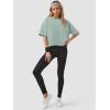 imageATHMILE Womens Oversized TShirts Short Sleeve Workout Crop Tops Casual Drop Shoulder Boxy Roll Hem Basic Loose TeesGraygreen