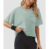 imageATHMILE Womens Oversized TShirts Short Sleeve Workout Crop Tops Casual Drop Shoulder Boxy Roll Hem Basic Loose TeesGraygreen