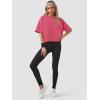 imageATHMILE Womens Oversized TShirts Short Sleeve Workout Crop Tops Casual Drop Shoulder Boxy Roll Hem Basic Loose TeesHotpink