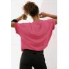 imageATHMILE Womens Oversized TShirts Short Sleeve Workout Crop Tops Casual Drop Shoulder Boxy Roll Hem Basic Loose TeesHotpink