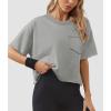 imageATHMILE Womens Oversized TShirts Short Sleeve Workout Crop Tops Casual Drop Shoulder Boxy Roll Hem Basic Loose TeesLightgrey