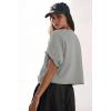 imageATHMILE Womens Oversized TShirts Short Sleeve Workout Crop Tops Casual Drop Shoulder Boxy Roll Hem Basic Loose TeesLightgrey