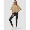 imageATHMILE Womens Oversized TShirts Short Sleeve Workout Crop Tops Casual Drop Shoulder Boxy Roll Hem Basic Loose TeesLightkhaki