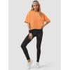 imageATHMILE Womens Oversized TShirts Short Sleeve Workout Crop Tops Casual Drop Shoulder Boxy Roll Hem Basic Loose TeesOrange