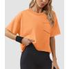 imageATHMILE Womens Oversized TShirts Short Sleeve Workout Crop Tops Casual Drop Shoulder Boxy Roll Hem Basic Loose TeesOrange