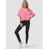 imageATHMILE Womens Oversized TShirts Short Sleeve Workout Crop Tops Casual Drop Shoulder Boxy Roll Hem Basic Loose TeesPink