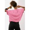 imageATHMILE Womens Oversized TShirts Short Sleeve Workout Crop Tops Casual Drop Shoulder Boxy Roll Hem Basic Loose TeesPink