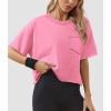 imageATHMILE Womens Oversized TShirts Short Sleeve Workout Crop Tops Casual Drop Shoulder Boxy Roll Hem Basic Loose TeesPink
