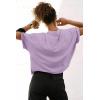 imageATHMILE Womens Oversized TShirts Short Sleeve Workout Crop Tops Casual Drop Shoulder Boxy Roll Hem Basic Loose TeesPurple