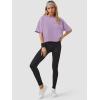 imageATHMILE Womens Oversized TShirts Short Sleeve Workout Crop Tops Casual Drop Shoulder Boxy Roll Hem Basic Loose TeesPurple
