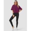 imageATHMILE Womens Oversized TShirts Short Sleeve Workout Crop Tops Casual Drop Shoulder Boxy Roll Hem Basic Loose TeesPurple Red