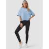 imageATHMILE Womens Oversized TShirts Short Sleeve Workout Crop Tops Casual Drop Shoulder Boxy Roll Hem Basic Loose TeesSkyblue