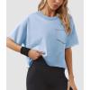 imageATHMILE Womens Oversized TShirts Short Sleeve Workout Crop Tops Casual Drop Shoulder Boxy Roll Hem Basic Loose TeesSkyblue