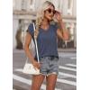 imageATHMILE Womens Summer Tops V Neck Cap Sleeve Tshirts Casual Cute T Shirts Fashion Clothes Vintage Basics TeeNavy Blue