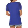 imageATHMILE Womens Summer Tops V Neck T Shirts Swiss Dot Puff Sleeve Tops Loose Casual TshirtsBlue