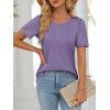 imageATHMILE Womens T Shirts Short Sleeve Summer Tops Pleated Dressy Casual Blouses Spring Clothes Beach Vacation 2025Purple