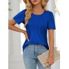 imageATHMILE Womens T Shirts Short Sleeve Summer Tops Pleated Dressy Casual Blouses Spring Clothes Beach Vacation 2025Royal Blue