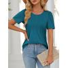 imageATHMILE Womens T Shirts Short Sleeve Summer Tops Pleated Dressy Casual Blouses Spring Clothes Beach Vacation 2025Teal