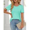 imageATHMILE Womens T Shirts Short Sleeve Summer Tops Pleated Dressy Casual Blouses Spring Clothes Beach Vacation 2025Turquoise