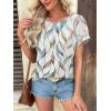 imageATHMILE Womens Tunics Loose Fit Dressy Blouses Summer Short Sleeve Tops with Curved Hem Beach Vacation Clothes for WomenColorful Leaf